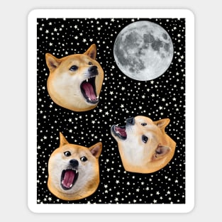 Three Doge Night Howling at the Moon Magnet